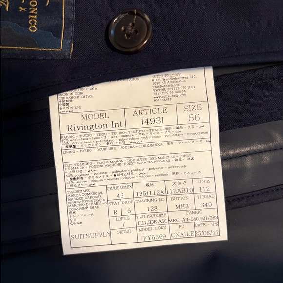 Suit Supply Navy Mens Trench Coat - Picture 7 of 8